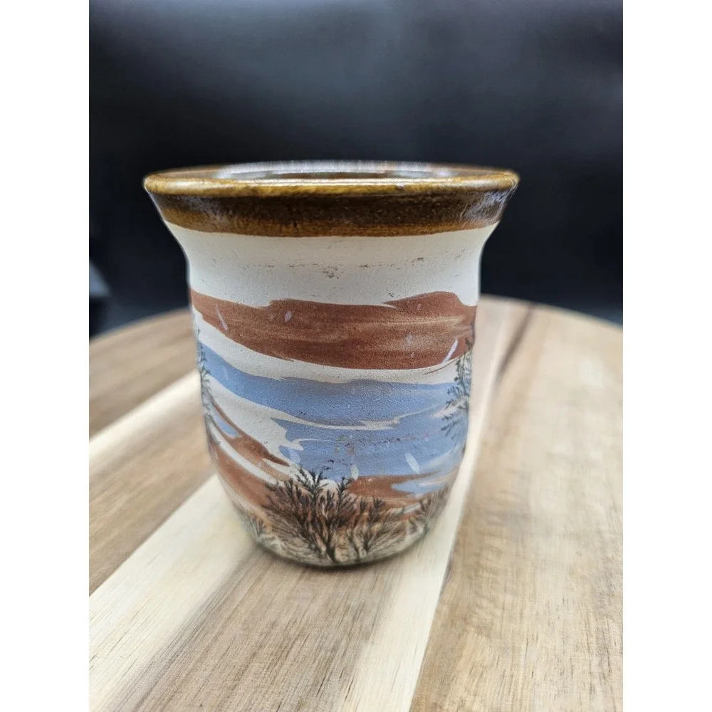 Sevierville Pottery Cup Bud Vase Pen‎ Cup Tree Design
